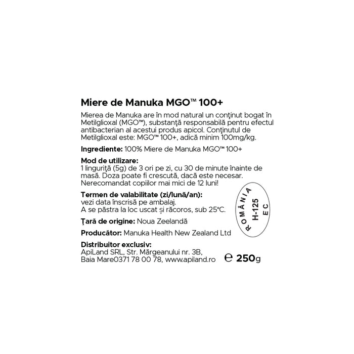 Miere Manuka MGO 100+ - 250g 2