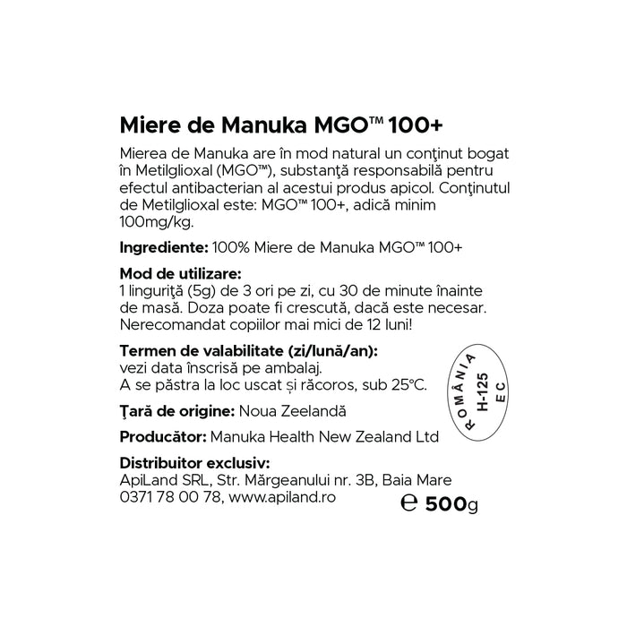 Miere Manuka MGO 100+ - 500g 2