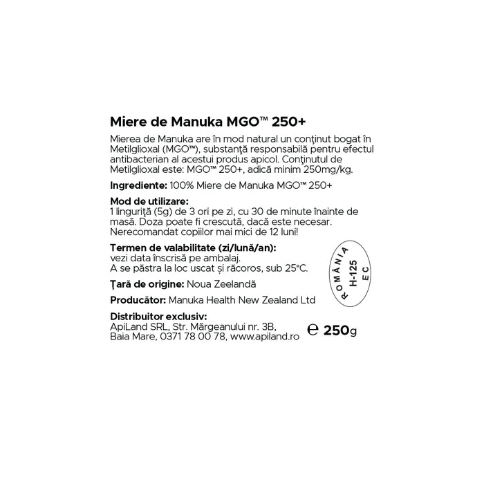 Miere Manuka MGO 250+ - 250g 2