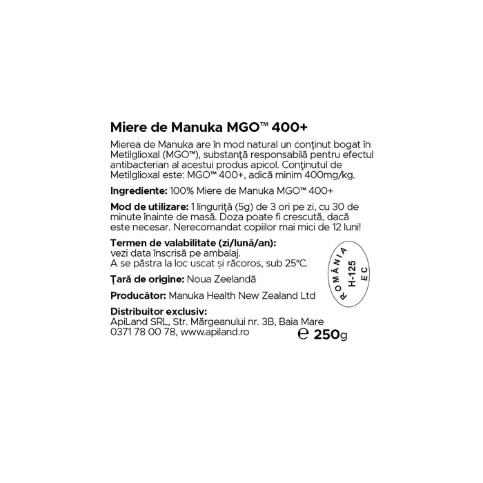 Miere Manuka MGO 400+ - 250g 2