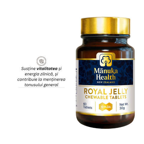 Lăptișor de matcă Manuka Health - 60 tablete masticabile - 30g