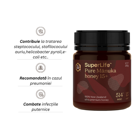 Miere de Manuka SuperLife UMF 15+ | MGO 514+ - 250g 2