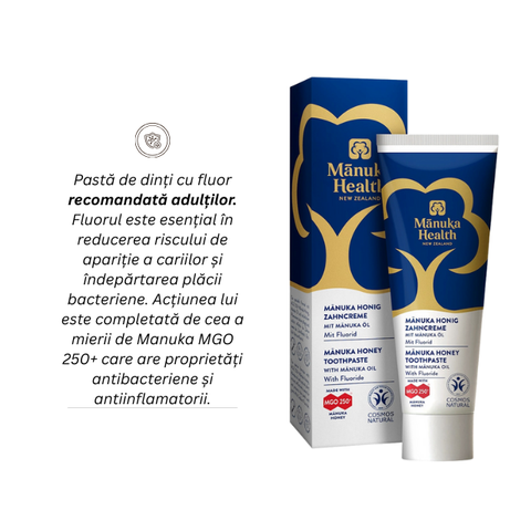 Pastă de dinți cu fluor, Miere de Manuka MGO 250+ și ulei de Manuka pentru adulți - 75 ml 2