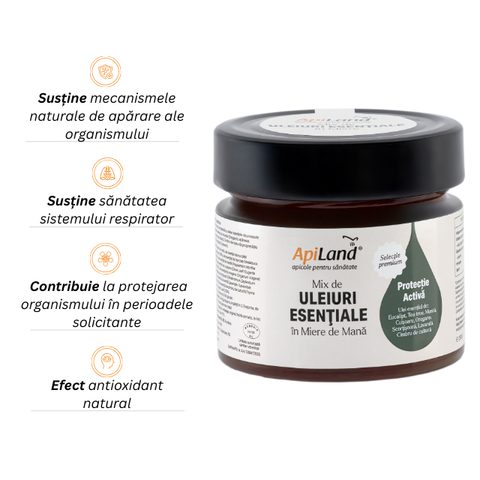 Miere de Mană cu Mix de Uleiuri Esențiale (eucalipt, tea tree, mentă, cuișoare, oregano, scorțișoară, lavandă, cimbrișor) - pentru imunitate, 250g 2