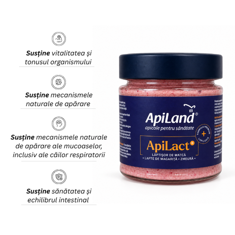 ApiLact+ - Supliment alimentar cu lapte de măgăriță liofilizat, lăptișor de matcă liofilizat și zmeură liofilizată, 150g 3