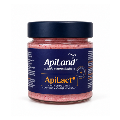 ApiLact+ - Supliment alimentar cu lapte de măgăriță liofilizat, lăptișor de matcă liofilizat și zmeură liofilizată, 150g