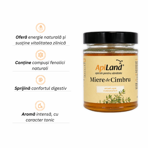 Miere crudă Gourmet de Cimbru, aromă intensă, efect terapeutic, aliat puternic al imunității și sistemului digestiv, 300g 2