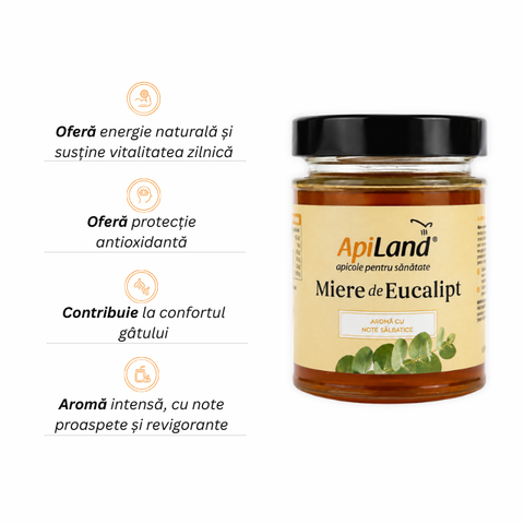 Miere crudă Gourmet de Eucalipt, aromă intensă exotică meditaraneană, aliat împotriva răcelilor, 300g 2
