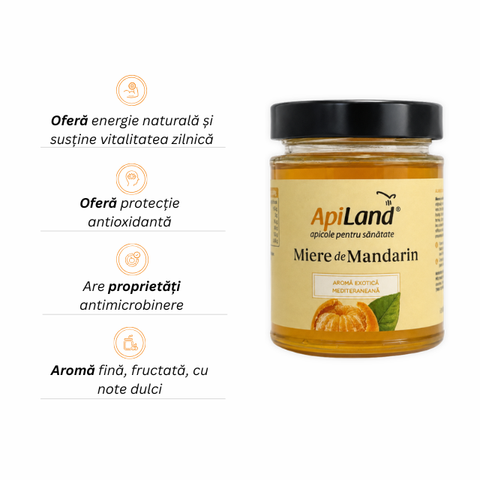Miere crudă Gourmet de Mandarin, aromă exotică mediteraneană, aliat natural împotriva stresului și a insomniei, 300g 2