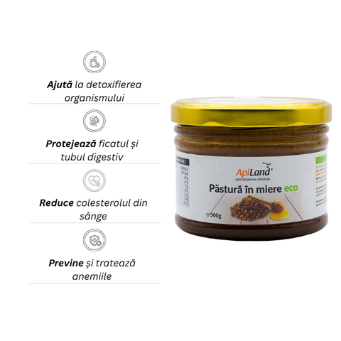 Păstură în miere Apiland ECO 500g, pentru protecție imunitară 2