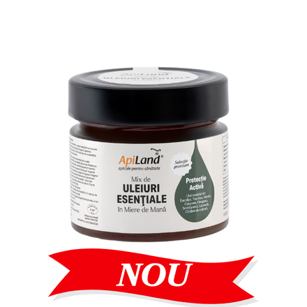 Miere de Mană cu Mix de Uleiuri Esențiale (eucalipt, tea tree, mentă, cuișoare, oregano, scorțișoară, lavandă, cimbrișor) - pentru imunitate, 250g