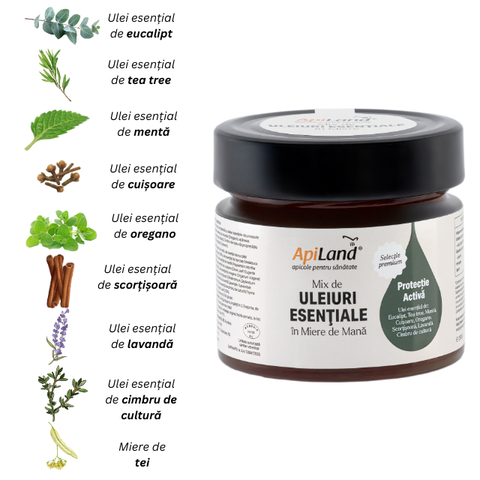 Miere de Mană cu Mix de Uleiuri Esențiale (eucalipt, tea tree, mentă, cuișoare, oregano, scorțișoară, lavandă, cimbrișor) - pentru imunitate, 250g 3