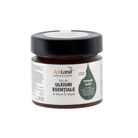 Miere de Mană cu Mix de Uleiuri Esențiale (eucalipt, tea tree, mentă, cuișoare, oregano, scorțișoară, lavandă, cimbrișor) - pentru imunitate, 250g